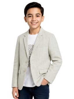 CHARCHIT - Boys Classic Textured Blazer with T-Shirt- Cream