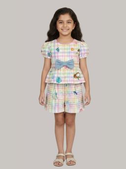 KEVORA APPARELS - Girl Multicolor Plaid Printed Co-Ord Set