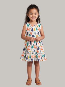 KEVORA APPARELS - Cute Animal Printed Sleeveless Tiered Dress for Girls