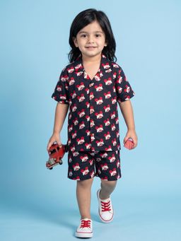 BREATH:ABLES - Cotton Half Sleeves Mickey Mouse Shirt and Shorts Black