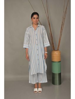 EARTHWEAR - Womens Stripes Blue Co-Ord (Set of 2)