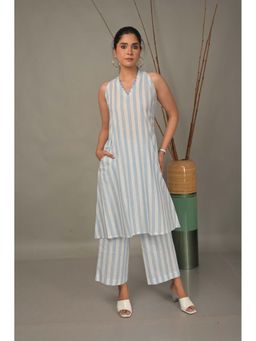 EARTHWEAR - Womens Stripes Blue Co-Ord (Set of 2)