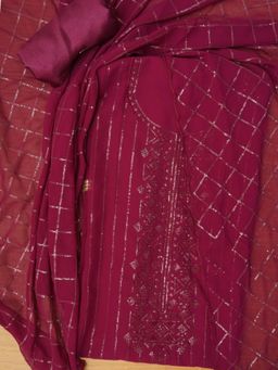 Jaipur Kurti - Pink Unstitched Embellished Silk Georgette Dress Material with Dupatta (Set of 3)