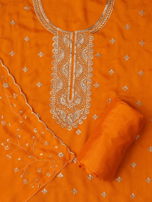 open lace back dress Tussar Silk Dress Material in Orange and White  bbaawri