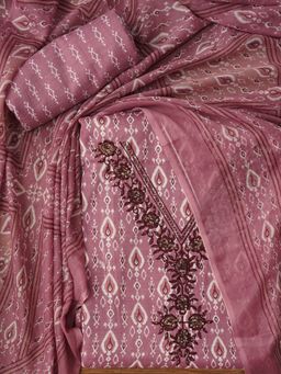 Jaipur Kurti - Purple Unstitched Printed Pure Cotton Dress Material with Dupatta (Set of 3)