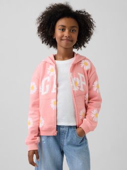 GAP - Kids' Logo Print Loose Zip-Front Hooded Jacket