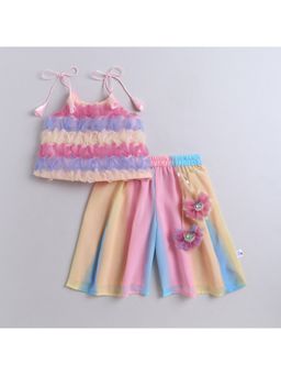 Many Frocks - Georgette Sleeveless Latkan Embellished Ethnic Top With Palazzo