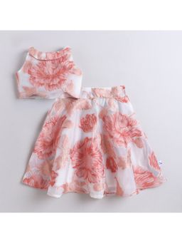 Many Frocks - Jacquard Sleeveless Flower Woven Bow Lehenga With Choli