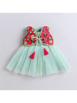 Many Frocks - Net Sleeveless Embroidered Koti Lace Embellished Girl Ethnic Dress