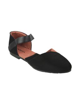 LAZERA SHOES - Black Flat Strap Belt Synthetic Sandals for Women