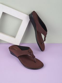 LAZERA SHOES - Brown Slip On Synthetic Sandals for Women