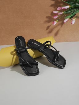 LAZERA SHOES - Black Strappy Flats for Women