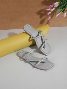 LAZERA SHOES - Grey Strappy Flats for Women