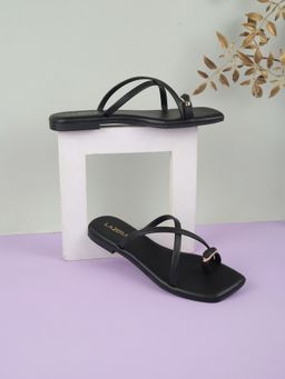 LAZERA SHOES - Black Slip On Synthetic Flats for Women