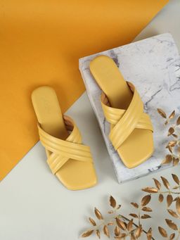 LAZERA SHOES - Yellow Casual Criss-Cross Flats for Women