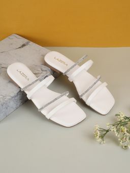 LAZERA SHOES - White Elegant Multi-Strap Flats for Women