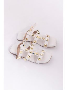 MYRA - White Stud Sandals