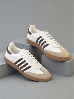 Truffle Collection - Brown Leather Low Ankle Stylish Sneakers for Men