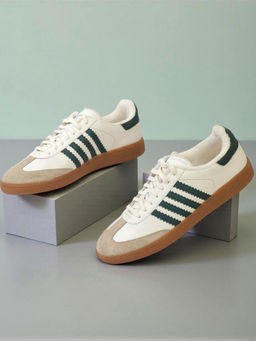 Truffle Collection - Green Leather Low Ankle Stylish Sneakers for Men