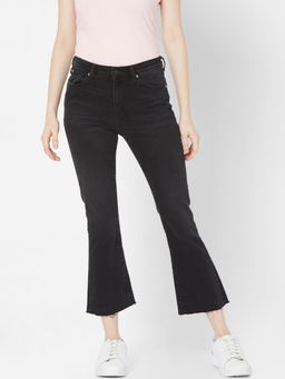 Spykar - Black Lycra Flare Fit Ankle Length Jeans for Women