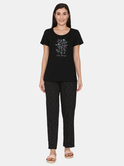 Zivame - Spatial Speckle Knit Cotton Pyjama Set - Black