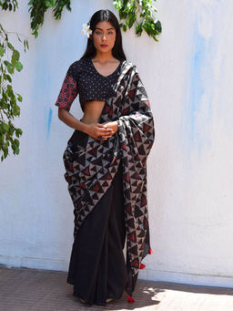 Chidiyaa - Vnmn Mystic Opal Handblockprinted Mulmul Cotton Saree