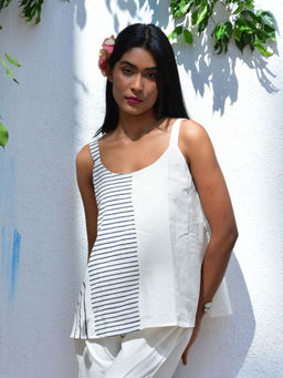 Chidiyaa - Vanilla Moon Moonbeam Handblock Printed Cotton Top