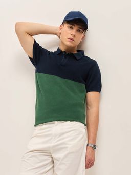 The Bear House - Men Colorblocked Polo Collar T-Shirt