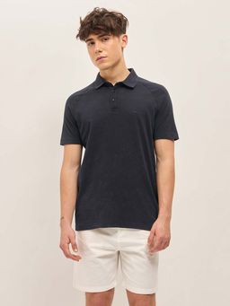 The Bear House - Men Solid Polo Collar T-Shirt
