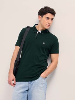 The Bear House - Mens Solid Regular Fit Polo Neck T-Shirt