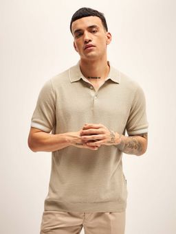 The Bear House - Mens Textured Regular Fit Polo T-Shirt