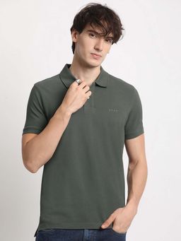 The Bear House - Mens Olive Slim Fit Polo Neck T-Shirt