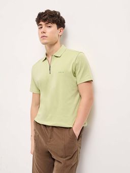 The Bear House - Green Mens Cotton Polo Collar T-Shirt