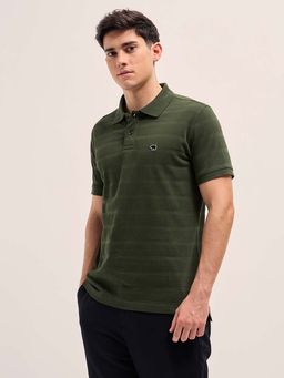 The Bear House - Mens Self Design Polo Neck T-Shirt