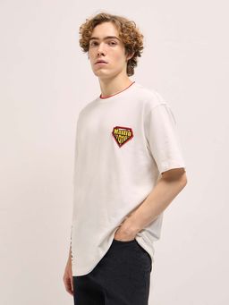 The Bear House - Mens White Half Sleeve Oversized T-Shirt