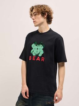 The Bear House - Mens Black Graphic Oversized T-Shirt
