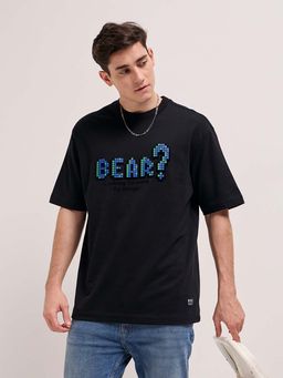 The Bear House - Mens Cotton Typography Oversize T-Shirt