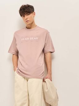 The Bear House - Men Mauve Oversized T-Shirt