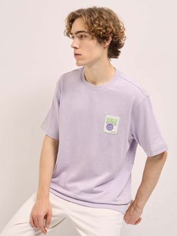 The Bear House - Mens Lavender Half Sleeve Oversized T-Shirt