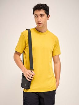 The Bear House - Mustard Solid Regular Fit Crew Neck T-Shirt