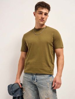 The Bear House - Mens Solid Cotton Crew Neck T-Shirt