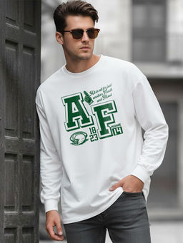 Bewakoof - Men's White Af Typography Oversized T-Shirt