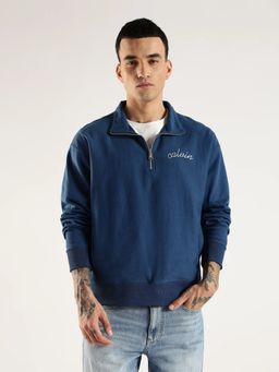 Calvin Klein - Blue Logo Oversized Fit Cotton Sweatshirt