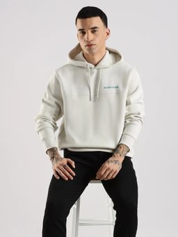 Calvin Klein - White Logo Regular Fit Cotton Hoodie