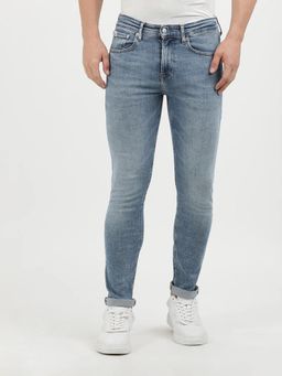 Calvin Klein - Men's Blue Light-Wash Skinny Fit Mid Rise Jeans