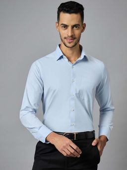 Louis Stitch - Men's Blue Full Sleeves Regular Fit Formal Shirt