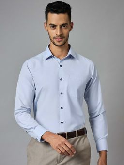 Louis Stitch - Men's Blue Full Sleeves Regular Fit Formal Shirt