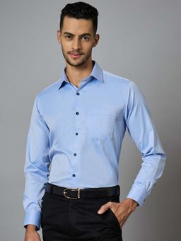Louis Stitch - Men's Blue Full Sleeves Regular Fit Formal Shirt