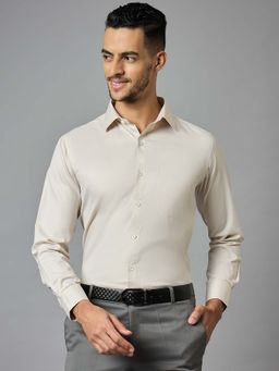 Louis Stitch - Men's Beige Full Sleeves Regular Fit Formal Shirt