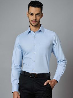Louis Stitch - Men's Blue Full Sleeves Regular Fit Formal Shirt